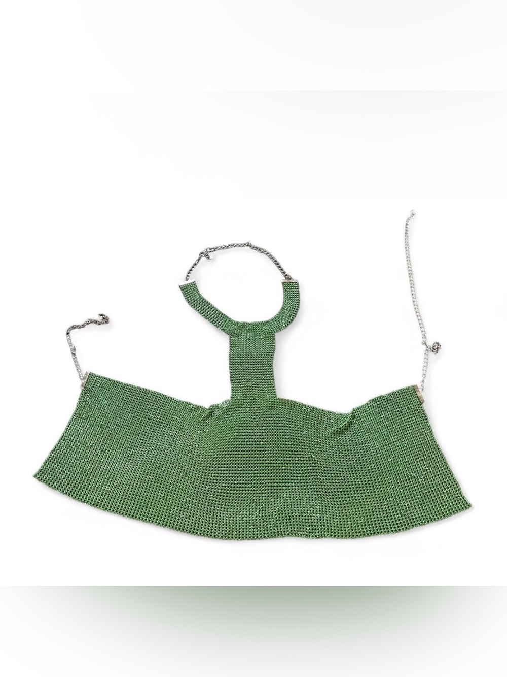 Green Chainmail Halter Crop Top